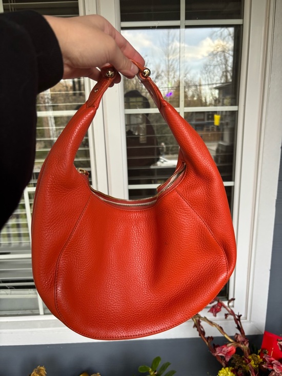 Cole Haan Orange Pebbled Leather Hobo Bag - Picture 2 of 8